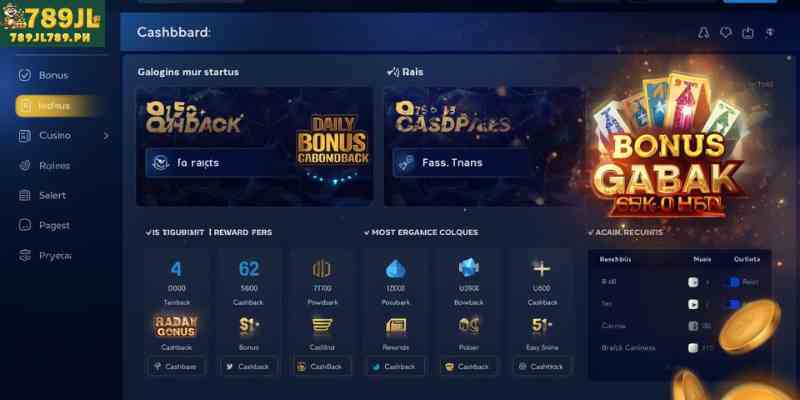 daily bonus casino cashback reward system dashboard interface