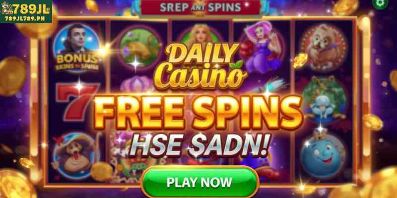 daily bonus casino free spins promotion example on online slot interface